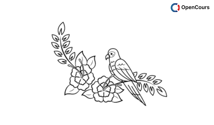 Birds-Flowers-coloring-page